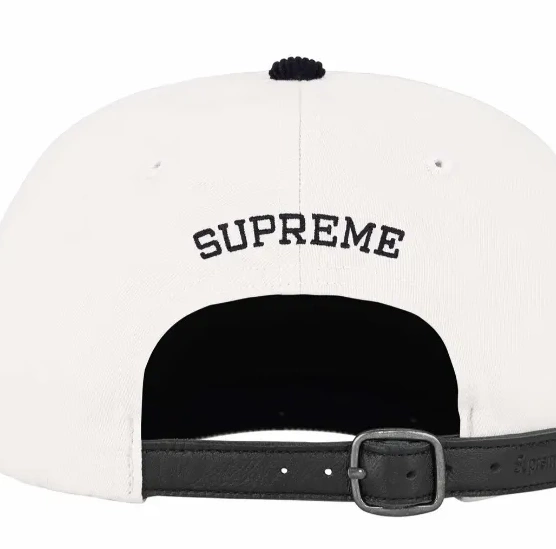 6-PANEL Embroidered Red S 24SS Leather Retro Hat White blocked Color LOGO Buckle Black 2-TONE Khaki 0703